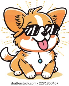 vector of a cute dog with sunglasess