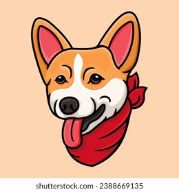 vector of a cute dog wearing a red bandana.