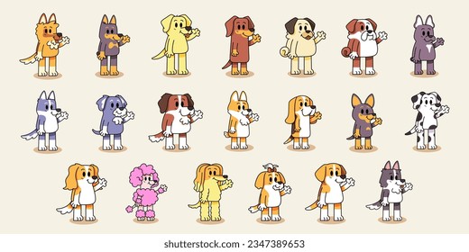 vector cute dogs cartoon set illustration isolated