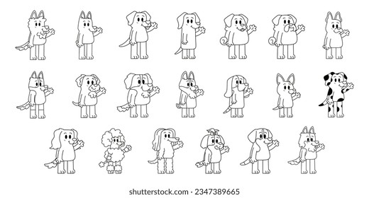 Vektorcute Hunde Cartoon-Set-Illustration einzeln