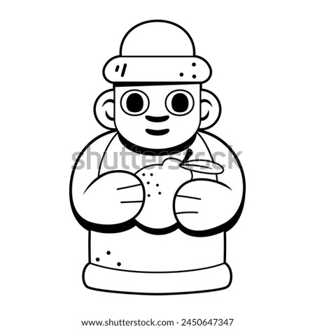 Vector Cute Dol Hareubang Stone Jeju Cartoon Illustration Isolated