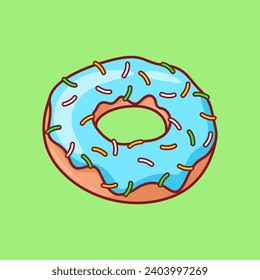Vector cute Donut with blue filling illustration cartoon doodle flat colorful line art vector design isolated object icon