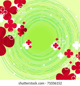 Vector cute doodle floral spring background illustration
