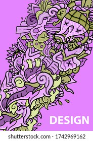 Vector cute doodle illustration abstract colorful animal ornament. Illustration of batik for print, fabric, web, promotion, and wallpaper background design