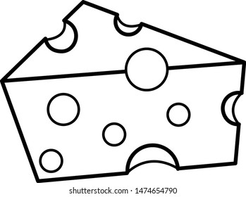 Vector cute doodle illustration of cheese on white background.