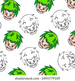 Vector cute doodle monster head for pattern