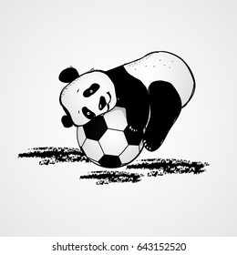 Vector cute doodle Panda on the ball