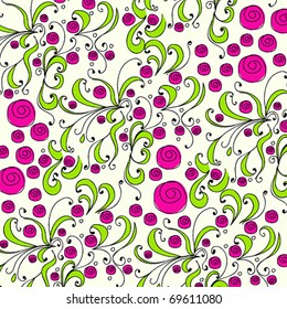 Vector cute doodle spring background illustration