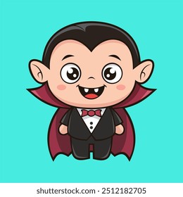 Vector Cute Dracula Cartoon Illustration.