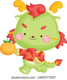 un vector de un lindo dragón celebrando el año nuevo chino