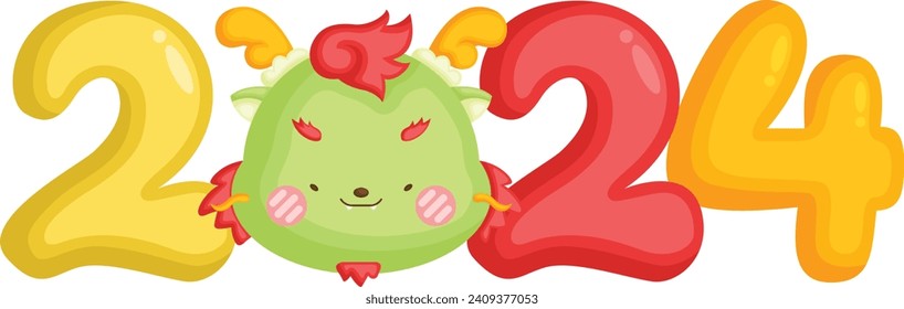 a vector of a cute dragon celebrating chinese new year