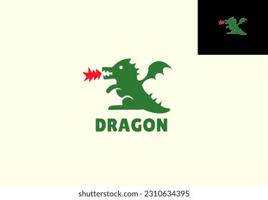 Vector cute dragon logo design with flat minimalist style, for company mascot