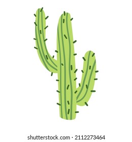 Vector cute drawing of a succulent plant with horns. Childish cartoon doodle isolated on white background.