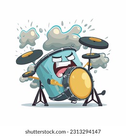 vector cute drum cartoon style