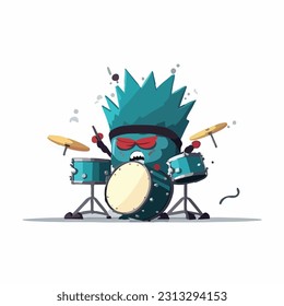 vector cute drum cartoon style