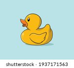 vector cute duck cartoon illustration, flat illustration mascot duck icon