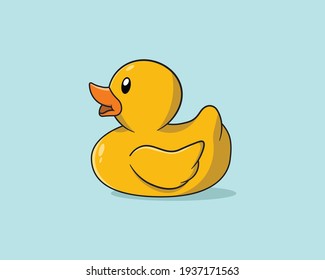 vector cute duck cartoon illustration, flat illustration mascot duck icon
