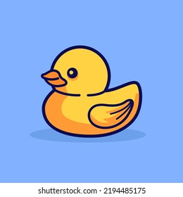 vector cute duck cartoon illustration, flat illustration mascot duck icon