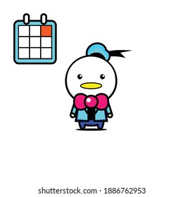 Vector cute duck design waiting for a happy date