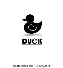 Vector cute duck for logos, t-shirts or tattoos, with negative space inside the text.
