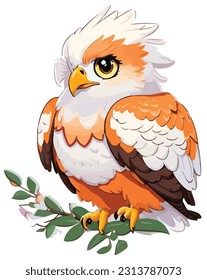 vector cute eagle sticker cartoon illustration