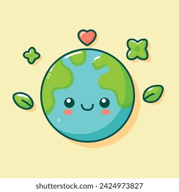 Vector cute  earth for earth day illustration