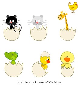 Vector cute Easter animals