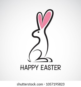 Vector of cute easter bunny vector illustration. Rabbit. Greeting card with Happy Easter writing. Isolated on white background. Easy editable layered vector illustration.