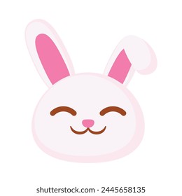 Vector cute easter bunny illustration on white.