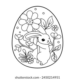 Vector Cute Easter Rabbit Egg Cartoon Illustration Isolated
