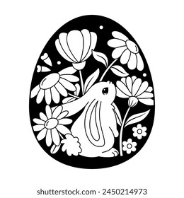 Vector Cute Easter Rabbit Egg Cartoon Illustration Isolated