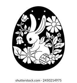 Vector Cute Easter Rabbit Egg Cartoon Illustration Isolated