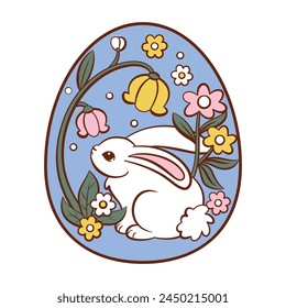 Vector Cute Easter Rabbit Egg Cartoon Illustration Isolated