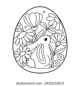 Vector Cute Easter Rabbit Egg Cartoon Illustration Isolated