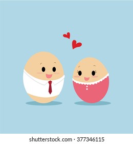 Vector of Cute egg couple in love for easter 