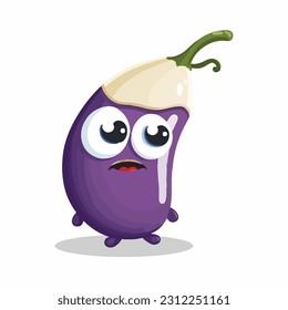 vector cute eggplant cartoon style