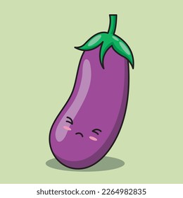 vector cute eggplant vegetable character. Vegetable kawaii