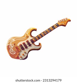 vector cute electric guitar cartoon style