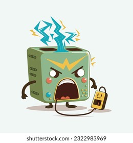 estilo de dibujos animados de electricidad vectorial lindo