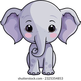 Vector cute elephant cartoon character illustration