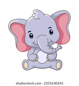 vector of cute elephant cartoon smiling with white background