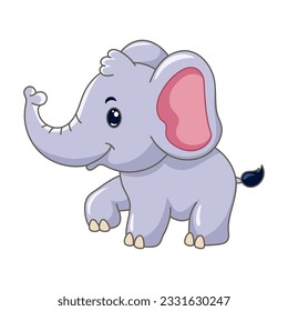 vector of cute elephant cartoon smiling with white background