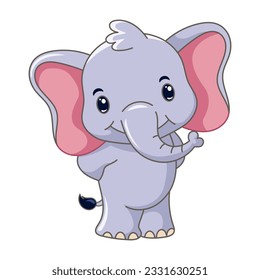 vector of cute elephant cartoon smiling with white background