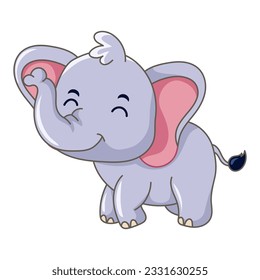 vector of cute elephant cartoon smiling with white background