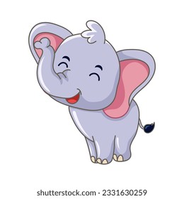 vector of cute elephant cartoon smiling with white background