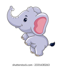 vector of cute elephant cartoon smiling with white background