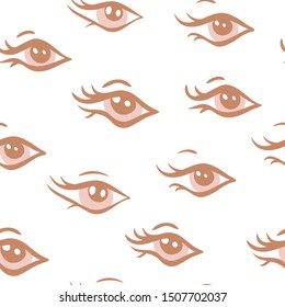 Vector Cute Elephant Eyes in Soft Beiges seamless pattern background.