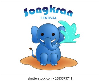 Vector cute elephant and water songkran festival of Thailand design background, illustration