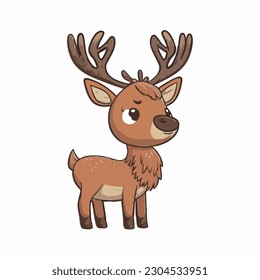 vector cute elk cartoon style