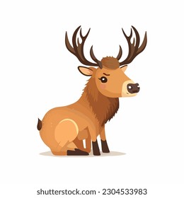 vector cute elk cartoon style
